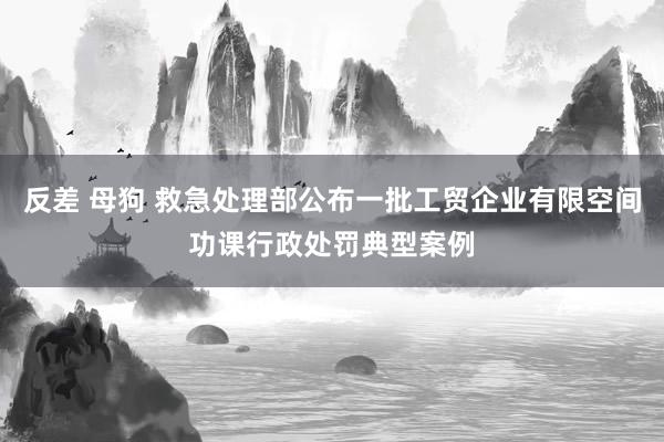 反差 母狗 救急处理部公布一批工贸企业有限空间功课行政处罚典型案例