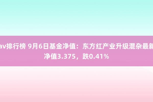 av排行榜 9月6日基金净值：东方红产业升级混杂最新净值3.375，跌0.41%