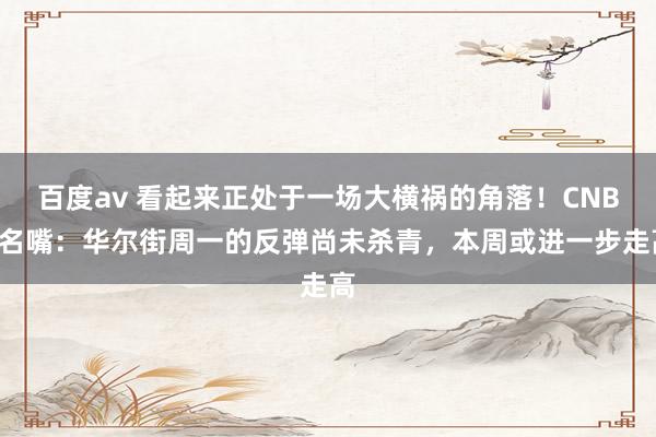 百度av 看起来正处于一场大横祸的角落！CNBC名嘴：华尔街周一的反弹尚未杀青，本周或进一步走高