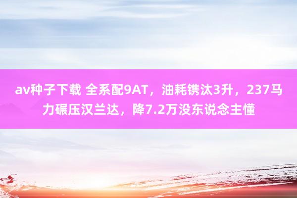 av种子下载 全系配9AT，油耗镌汰3升，237马力碾压汉兰达，降7.2万没东说念主懂