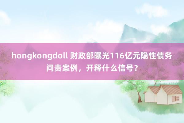 hongkongdoll 财政部曝光116亿元隐性债务问责案例，开释什么信号？