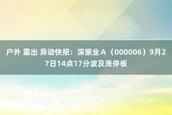 户外 露出 异动快报：深振业Ａ（000006）9月27日14点17分波及涨停板