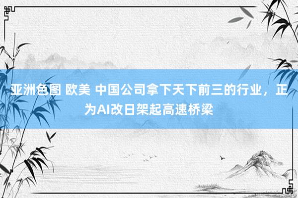 亚洲色图 欧美 中国公司拿下天下前三的行业，正为AI改日架起高速桥梁