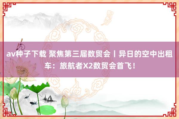 av种子下载 聚焦第三届数贸会丨异日的空中出租车：旅航者X2数贸会首飞！