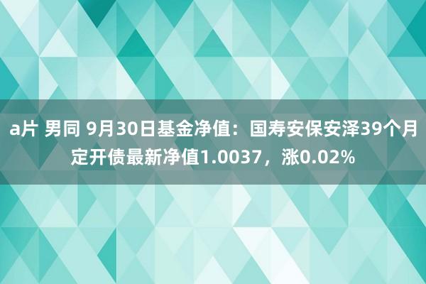 a片 男同 9月30日基金净值：国寿安保安泽39个月定开债最新净值1.0037，涨0.02%