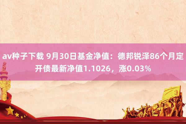 av种子下载 9月30日基金净值：德邦锐泽86个月定开债最新净值1.1026，涨0.03%