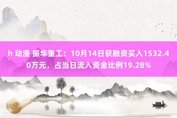 h 动漫 振华重工：10月14日获融资买入1532.40万元，占当日流入资金比例19.28%