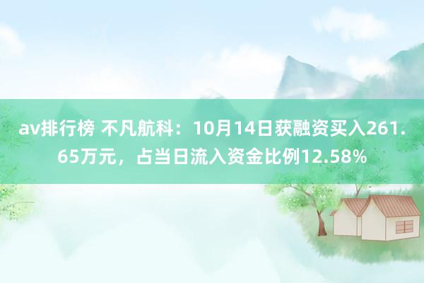 av排行榜 不凡航科：10月14日获融资买入261.65万元，占当日流入资金比例12.58%