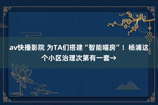 av快播影院 为TA们搭建“智能喵房”！杨浦这个小区治理次第有一套→