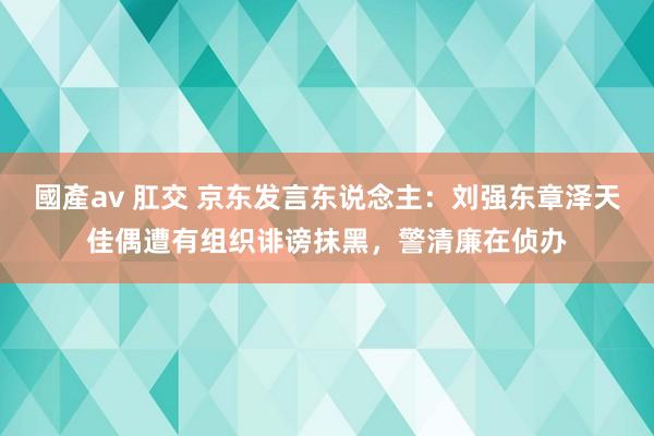 國產av 肛交 京东发言东说念主：刘强东章泽天佳偶遭有组织诽谤抹黑，警清廉在侦办