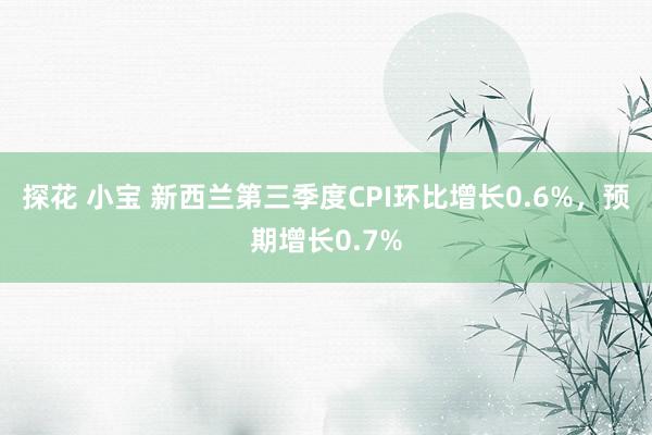 探花 小宝 新西兰第三季度CPI环比增长0.6%，预期增长0.7%