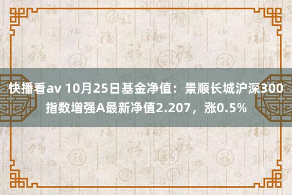 快播看av 10月25日基金净值：景顺长城沪深300指数增强A最新净值2.207，涨0.5%