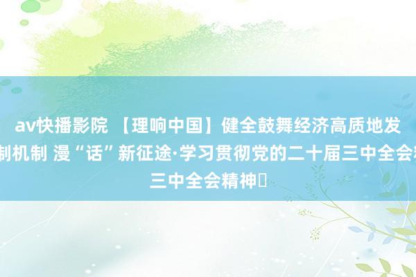 av快播影院 【理响中国】健全鼓舞经济高质地发展体制机制 漫“话”新征途·学习贯彻党的二十届三中全会精神⑳