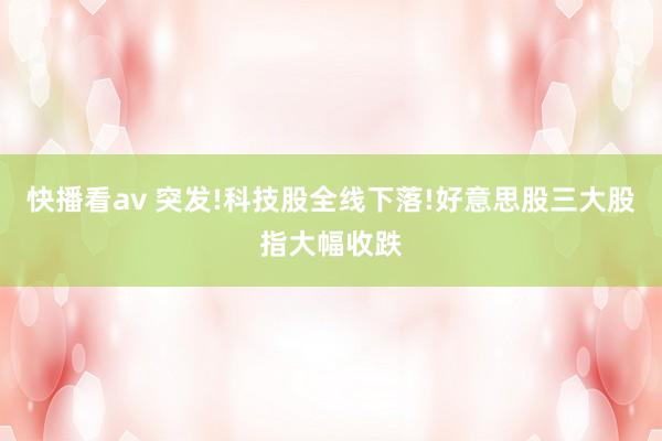 快播看av 突发!科技股全线下落!好意思股三大股指大幅收跌