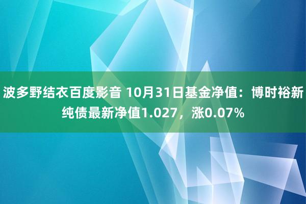 波多野结衣百度影音 10月31日基金净值：博时裕新纯债最新净值1.027，涨0.07%