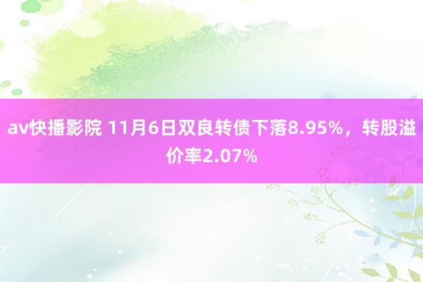 av快播影院 11月6日双良转债下落8.95%，转股溢价率2.07%