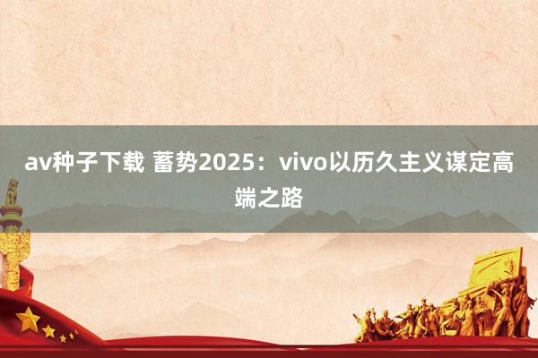 av种子下载 蓄势2025：vivo以历久主义谋定高端之路