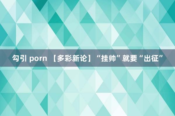 勾引 porn 【多彩新论】“挂帅”就要“出征”