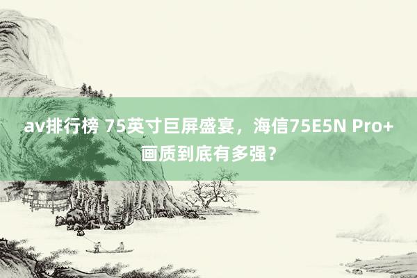 av排行榜 75英寸巨屏盛宴，海信75E5N Pro+画质到底有多强？