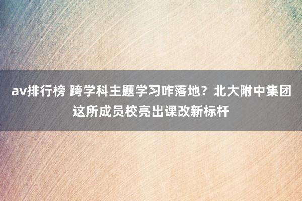 av排行榜 跨学科主题学习咋落地？北大附中集团这所成员校亮出课改新标杆