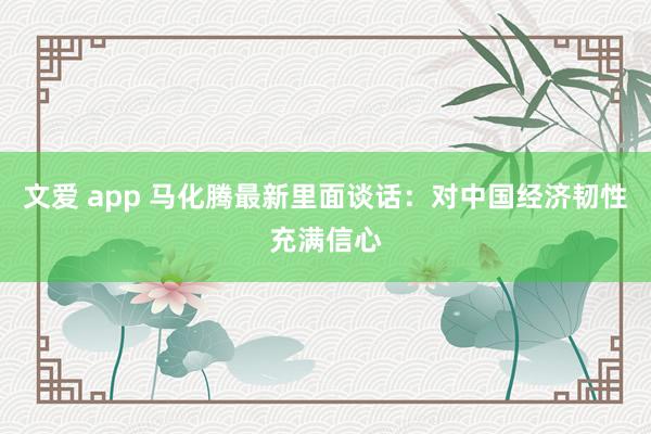 文爱 app 马化腾最新里面谈话：对中国经济韧性充满信心