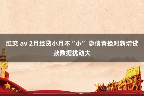 肛交 av 2月经贷小月不“小” 隐债置换对新增贷款数据扰动大