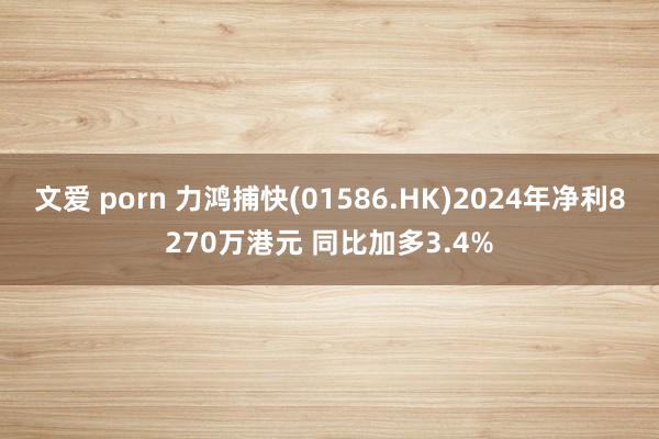 文爱 porn 力鸿捕快(01586.HK)2024年净利8270万港元 同比加多3.4%